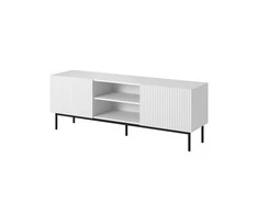 Laikiklis Cama Meble TV Spintelė - Pafos RTV Spintelė Ant Juodo Plieno Rėmo 150x40x60 Cm Balta Matinė
