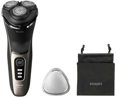 Elektrinis Skustuvas - Philips S3242/12 rotacinis skustuvas, įkraunamas, plaunamas, 60 minučių veikimo laikas, juodas, auksinis