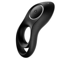 Satisfyer Legendary Duo juodas vibruojantis gaidžio žiedas