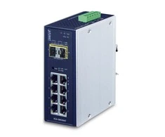 Šakotuvas Planet IP30 Industrial 8* 1000TP + 2* 100/1000F SFP visiškai valdomas Ethernet jungiklis (nuo -40 iki 75 laipsnių C)