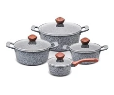 PROMIS Puodų rinkinys GRANITAS, puodas 16 cm, puodai 20,24,28 ruda rankenos