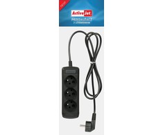Maitinimo Pratęsimas - Activejet 3GNU 3 M 3 AC Lizdai 10A 230V Juodas