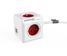 Allocacoc PowerCube Extended USB 1,5 m - raudona