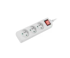 LANBERG PS1-03E-0150-W 1.5M Baltas LANTERGE CURVE 3X 230V PL WITH CIRCUIT BREAKER FULL COPPER