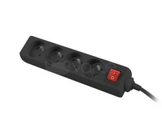 LANBERG PS1-04E-0150-BK 1.5M Juodas LANTERGE CURVE 4X 230V PL SU GRANDINĖS IŠJUNGIKLIU PILNAS VARINIS