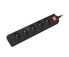 LANBERG PS1-05E-0150-BK 1.5M Juodas LANTERGE CURVE 5X 230V PL su grandinės pertraukikliu, pilnai varinis