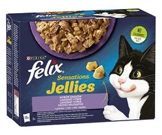 Purina Nestle Drėgnas Kačių Maistas - Purina Felix Sensations Mix Kalakutiena, Skumbrė, Aviena, Silkė - 12x85 g