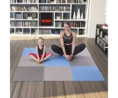 One Fitness Sudedamas kilimėlis treniruotėms HMS MP10 ,šviesiai pilkas-mėlynas-tamsiai pilkas, 60x60x1.0 cm, 9 dalių