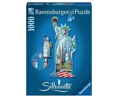 Puzzle 1000 Silhouette Libery Statue - RAVENSBURGER dėlionė