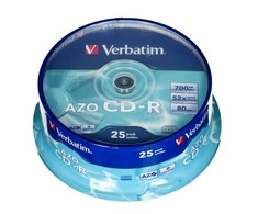 Verbatim CD-R AZO Crystal 0,7 GB, 52 x, 25 Pakuotės velenas