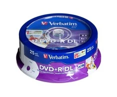 VERBATIM 25x DVD+R DL 8,5GB 8x Spindel platus spausdinimo paviršius