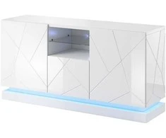 Cama Meble Baldas - QIU 2D1K Komoda 150x41,5x75 Cm Blizgus Baltas