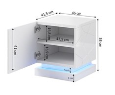 Cama Meble Naktinis Staliukas - QIU 46x41,5x53 Cm Baltas Blizgus