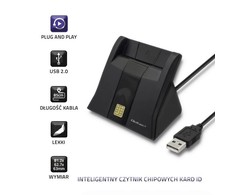 QOLTEC Smart chip ID kortelių skaitytuvas USB 2.0 Plug&amp;Play vertikalus