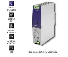 QOLTEC 50905 Pramoninis DIN bėgio maitinimo šaltinis 75W 12V 6.3A