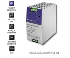 QOLTEC 50997 DIN bėgio maitinimo šaltinis 240W 24V 10A