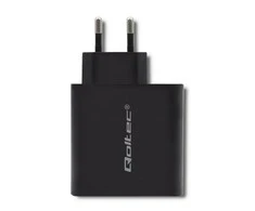 QOLTEC 51716 Įkroviklis 63W 5-20V 1.5-3A USB tipas C PD USB QC 3.0 Juodas
