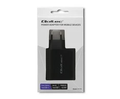 QOLTEC 51716 Įkroviklis 63W 5-20V 1.5-3A USB tipas C PD USB QC 3.0 Juodas