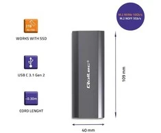 Qoltec 52271 Korpusas NV2271, skirtas M.2 SSD diskui | SATA | NVMe | USB-C | 2TB