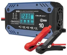 Qoltec 52482 vehicle battery charger 12/24 V Juodas, Mėlyna