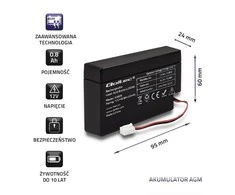 QOLTEC AGM baterija 12V 0,8Ah maks. 12A