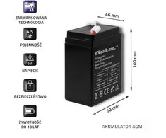 QOLTEC 53032 Baterija AGM 6V 4.5Ah max. 1.35A