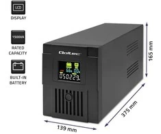 QOLTEC 53770 nepertraukiamo maitinimo linijos interaktyvus monolitinis 1500VA 900W LCD USB