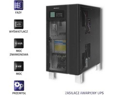 Qoltec 53948 Nepertraukiamo maitinimo šaltinis UPS 3 fazių | 10KVA | 8kW | LCD