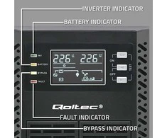 QOLTEC 52280 Nepertraukiamo maitinimo šaltinis UPS / 1kVA / 1000W / Galios koeficientas 1.0 / LCD / EPO / USB / Prisijungę