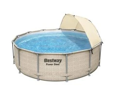 Baseinas su rėmu ir gaubtu 13FT 396x107 cm Power Steel BESTWAY