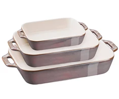Zwilling 3 stačiakampių keraminių indų rinkinys STAUB 40508-173-0 - antikinės pilkos spalvos
