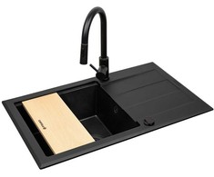 Set - PYRAMIS SPARTA PLUS LUX (78X48) 1B 1D sink + IDEA Juodas EDITION BATTERY - 070175802BE - Volcano