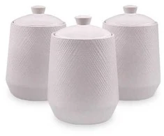 Rinkinys 3 POJEMNIKÓW CERAMICZNYCH NA KAWĘ HERBATĘ I CUKIER MAESTRO Baltas MR-20002-03CS