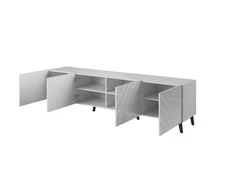 Cama Meble Televizoriaus Spintelė - Abeto 200x42x52 Blizgus Baltas