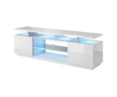 TV staliukas Cama Meble Televizorius - Eva 180x40x56 Balta Blizgi