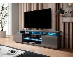 Cama Meble TV Spintelė - RTV Eva Korpusas 180x40x56 Grafito Spalvos/ Blizgus