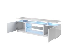 TV staliukas Cama Meble Televizorius - Eva 180x40x56 Balta Blizgi