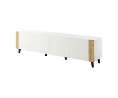 Laikiklis Cama Meble Televizoriaus Stovas - Faro 200x42x52 Baltas Matinis/Ąžuolas