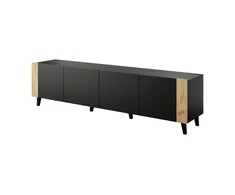 Laikiklis Cama Meble TV Spintelė - Faro 200x42x52 Juodas Matinė + Ąžuolo Apdaila