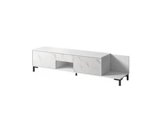 Laikiklis Cama Meble Baldų Spintelė - Marmo 195x40x47,5 cm, Balta Matinė/Marmurinė Balta