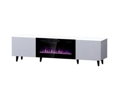 Laikiklis Cama Meble Televizoriaus Spintelė - Pafos Ef su Elektriniu Židiniu 180x42x49 cm Balta Matinė