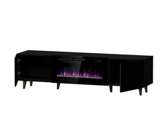 Laikiklis Cama Meble Televizorius stovas - Pafos Ef su Elektriniu Židiniu 180x42x49 Juodas Matinis