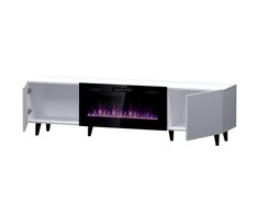 Laikiklis Cama Meble Televizoriaus Spintelė - Pafos Ef su Elektriniu Židiniu 180x42x49 cm Balta Matinė