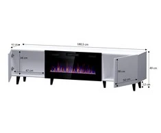 Laikiklis Cama Meble Televizoriaus Spintelė - Pafos Ef su Elektriniu Židiniu 180x42x49 cm Balta Matinė