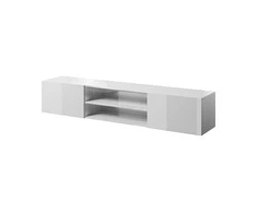 Laikiklis Cama Meble Televizoriaus Spintelė - 200x40x37 cm, Blizgi Balta