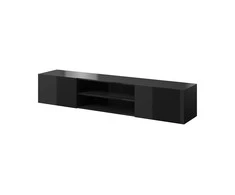 Laikiklis Cama Meble TV Spintelė - RTV Spinta Slide 200x40x37, Blizgus Juodas