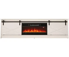 Laikiklis Cama Meble Spintelė Su Židiniu - Granero 200x56,7x35 Balta/Blizgi Balta
