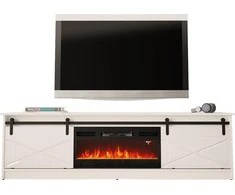 Laikiklis Cama Meble Spintelė Su Židiniu - Granero 200x56,7x35 Balta/Blizgi Balta