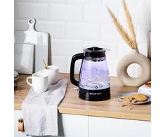 Russell Hobbs Virdulys stiklinis klasikinio dizaino su LED apšvietimu (1,7 l, 2400 W, greito virimo funkcija, optimizuotas stiklinis snapelis, nuimamas dangtis, l