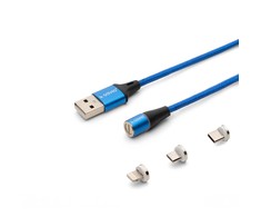 Savio CL-157 USB kabelis 2 m USB 2.0 USB C Micro USB A/Lightning Mėlyna